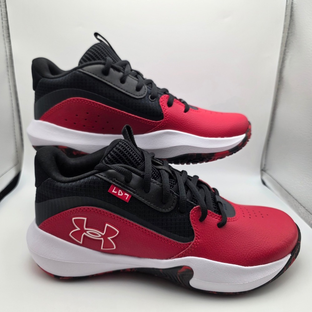Under Armour Lockdown 7 Basketball Shoes Red Black 3028512-600 Men 7 Women 8.5